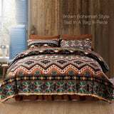 SexyTown Boho Comforter Set Queen Bed in A Bag 8 Piece Deep Pocket with Bed Skirt,Bohemian Tribal Southwestern Bedding Down Comforter(1 Comforter,4 Pillow Cases,Flat Sheet,Fitted Sheet,1 Bed Skirt)